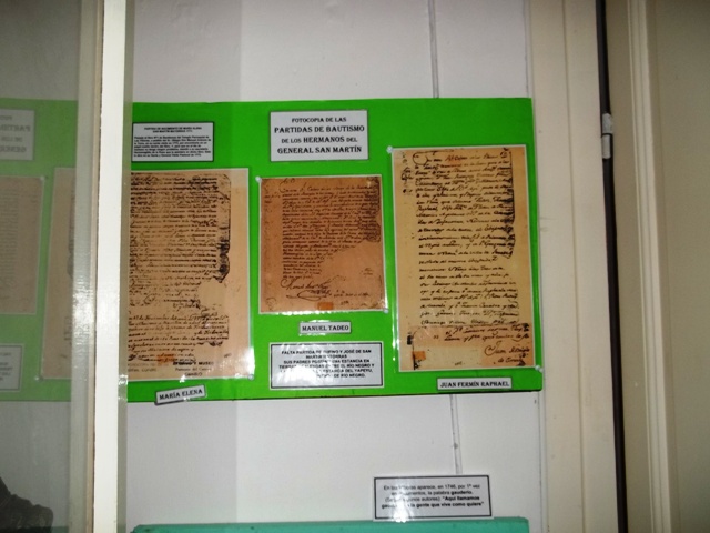 FOTOCOPIAS DE LAS PARTIDAS DE NACIMIENTO DE LOS HERMANOS DEL GENERAL SAN MARTIN